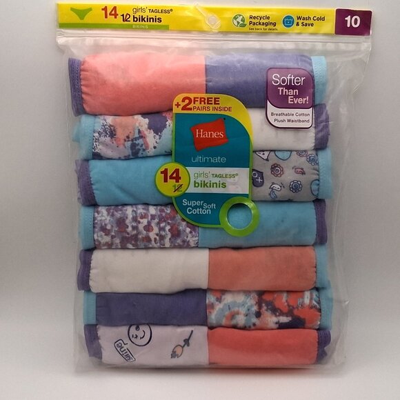 Hanes Other - Hanes Ultimate Girls Tagless Bikini Style Super Soft Cotton Underwear 14 Pairs